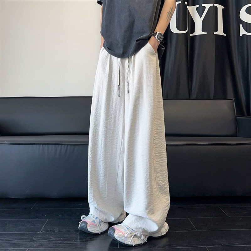 夏季裤子男生潮流宽松直筒薄款阔腿裤情侣时尚轻薄凉感百搭休闲裤