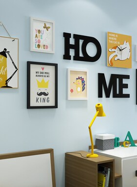 实木_8372儿童卡通照片墙 猫咪主题餐馆装N饰画 宠物招财撸猫相框