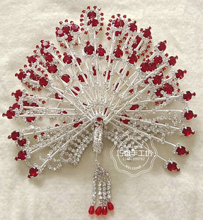 戏曲头面大秧歌舞大凤头饰双光水钻小姐正凤大凤多弹簧带翅九尾凤