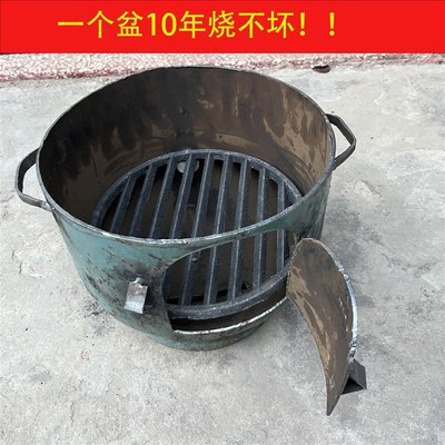 。新式气罐改造炭火盆户外多功能野炊烧烤L炉木炭取暖炉特厚柴炉