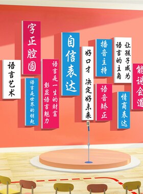 少儿口才教室装饰墙贴播音主x持培训机构训练表演班级背景墙贴纸