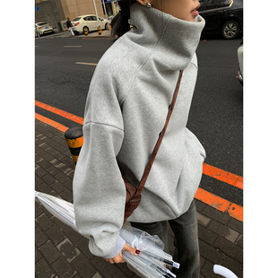 加厚上 加绒高领厚棉T女秋冬季 2023新款 冬季 宽松洋N派休闲套头长袖