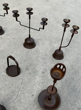 怀旧老物件老式复古铁油灯老烛台挂灯影视道具火锅店民Z俗装饰摆