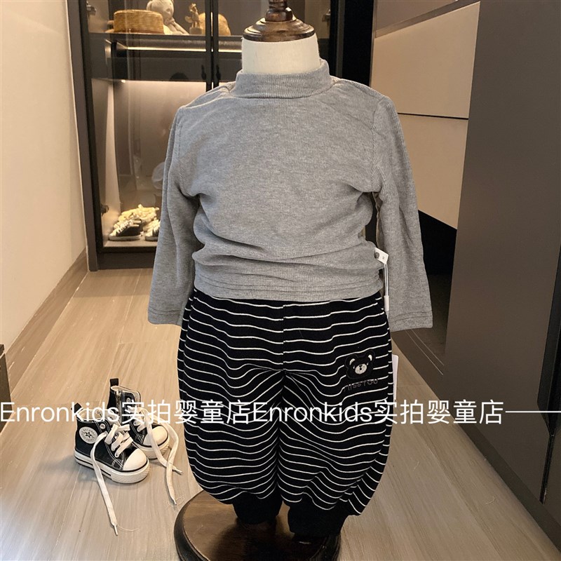 宝宝冬季加绒打底衫婴儿半高领加厚上E衣百搭休闲内衣男女秋冬T恤