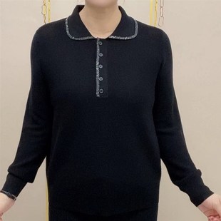 24年纯色新款 减龄舒适 翻领针织显瘦百搭短款 女上O衣妈妈小衫