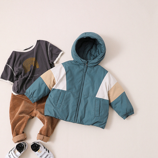 男童羽绒服短款 宝宝拼色加厚外套1 8岁21905 女小童2022新款