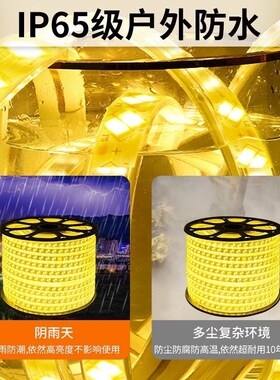 户外防水LED灯带超o亮客厅外墙专用工程室外暖光白色220V高压灯条