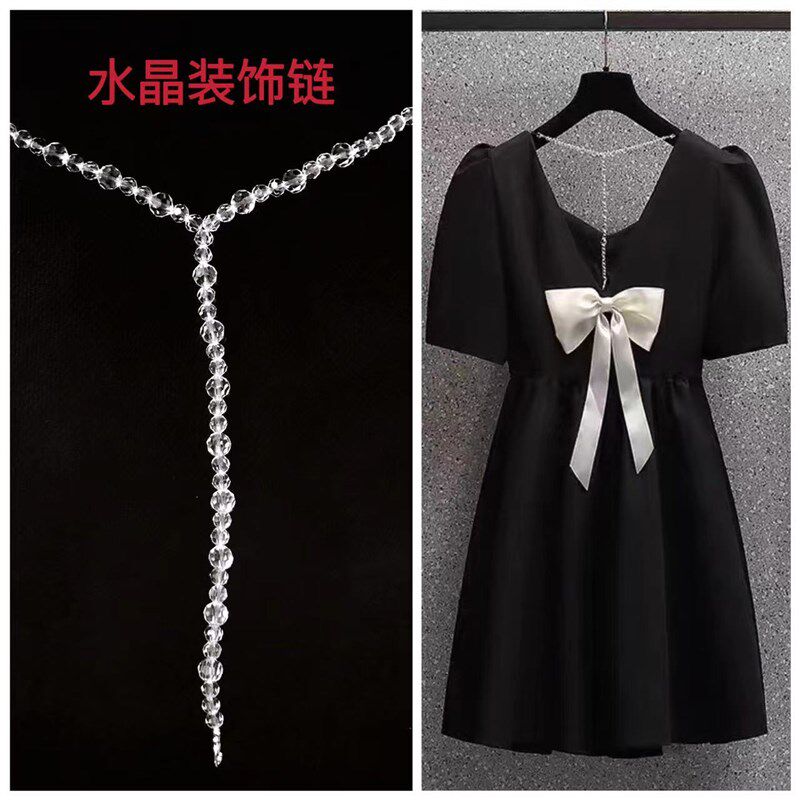 裙子肩带配件裙子替换肩带链水晶珠子Y型背面装饰玻璃珠饰品链条