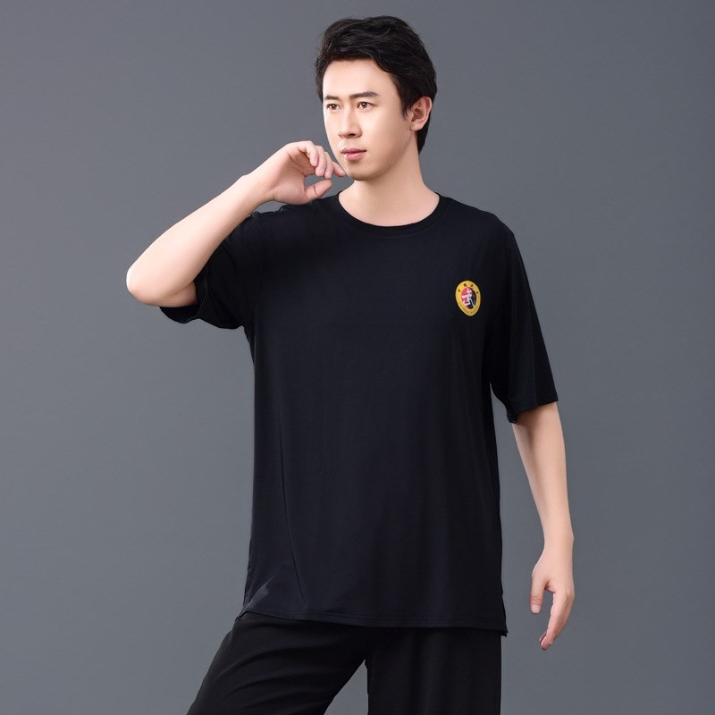 夏季新款太极拳短袖t恤运动表演晨练太极N服站桩男女牛奶丝速干