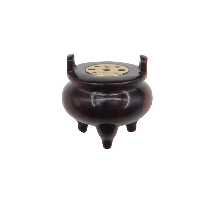 创意紫檀木莲花插线香炉九孔三足鼎香插底座客厅家具小巧摆件