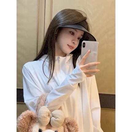 白色冰丝防晒衣女款夏季2026新款防晒服宽松小个子薄外套上衣开衫