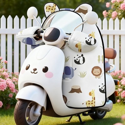 分体亲子款电动车挡风被冬季加绒加厚防水电瓶车冬天带小孩防风罩