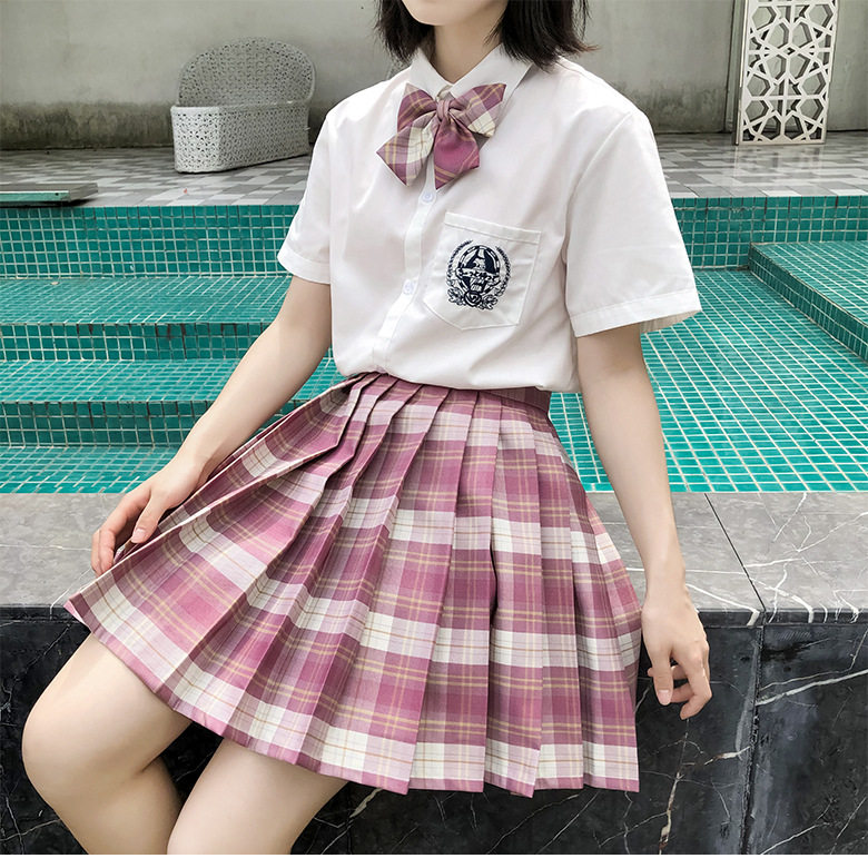 日系jk制服格裙套装百褶裙学院风高腰格子裙短裙