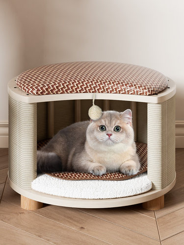 所有季节的夏季猫窝凳子的人和猫共享小小猫屋实木夏季垫到Heatte