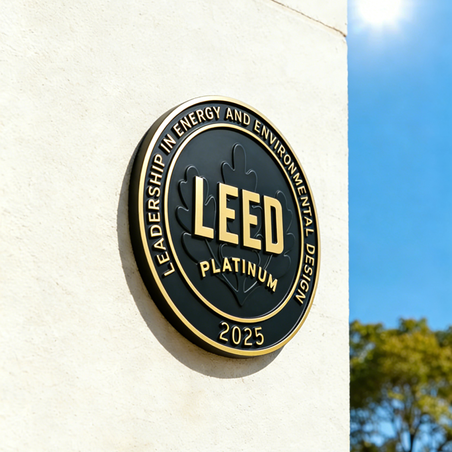 美国LEED绿色建筑认证徽章授权牌铜铝浮雕经销商牌立体浮雕铜牌