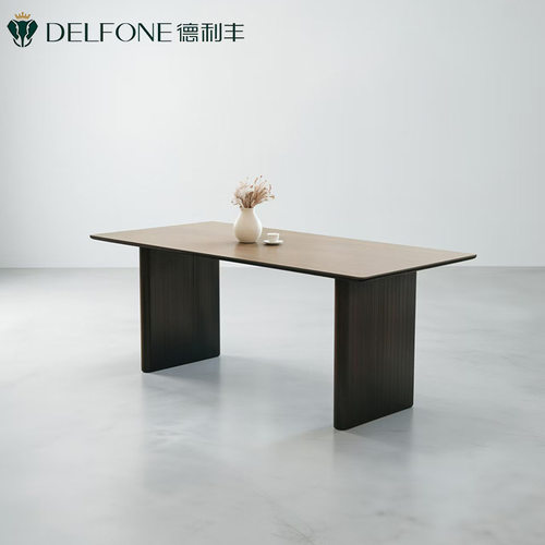 德利丰洞石岩板餐桌现代简约家用小户型意式极简长方形中古风饭桌