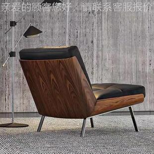 佛欧单人沙发极简轻奢山靠设计师客北厅阳台高背座椅559实木休闲