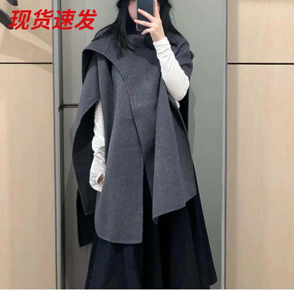 CS女装解构感羊毛混纺斗篷披肩