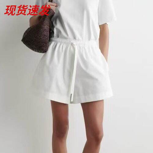 CS女装标准版型抽绳棉质短裤白色