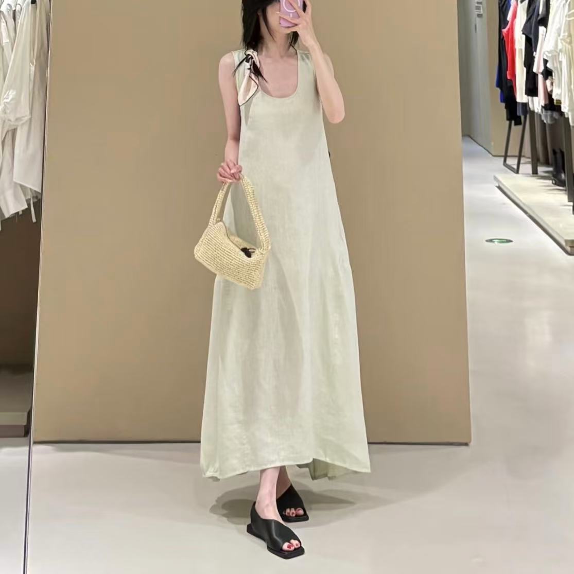 CS女装标准版型亚麻长款连衣裙