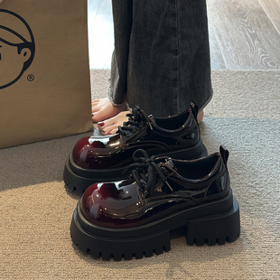 甜酷大头鞋 英伦风厚底温州小皮鞋 小个子增高乐福鞋 2025新款 子 女款