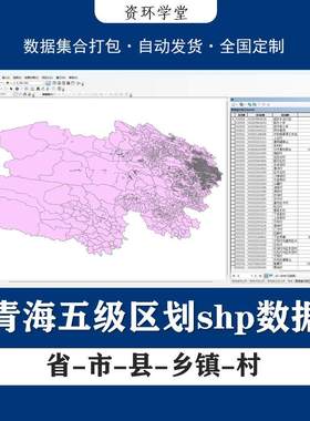 青海省五级区划gis数据集/市县乡镇村级边界gis矢量