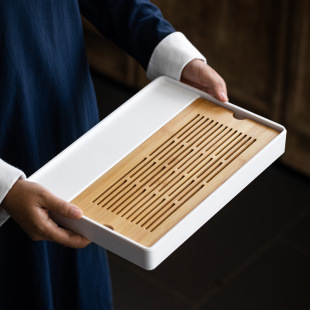 日本品质日式 密胺干泡盘功夫茶具 简约竹茶盘 小号家用蓄水储水式