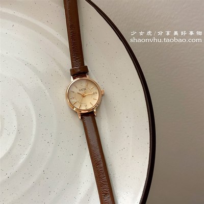 中古小表盘手表女款轻奢小众女士复古皮带防水学生细带小巧石英表