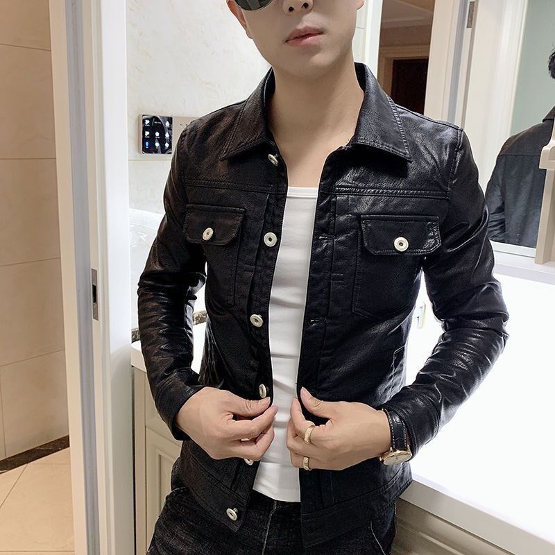 秋冬季皮衣男士2022新款韩版潮流加绒加厚冬装短款机车外套皮夹克