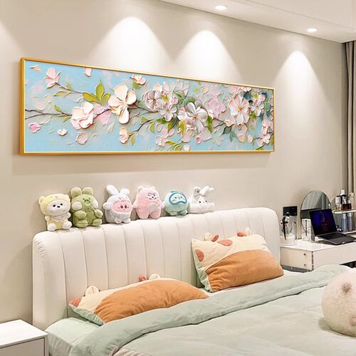 花卉卧室床头装饰画简约客厅挂画轻奢餐厅壁画Q复古大芬村油画新