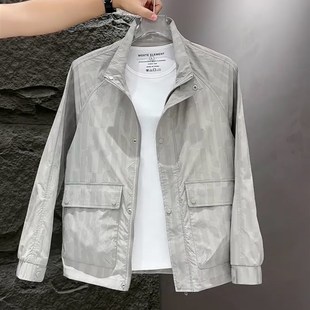 潮流百搭休闲立领工装 男士 上衣 单夹克2024新款 防晒服外套男春夏季