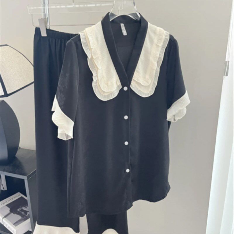 高级感冰丝睡衣女款夏季2024新款夏款真丝绸N家居服春秋款短袖套