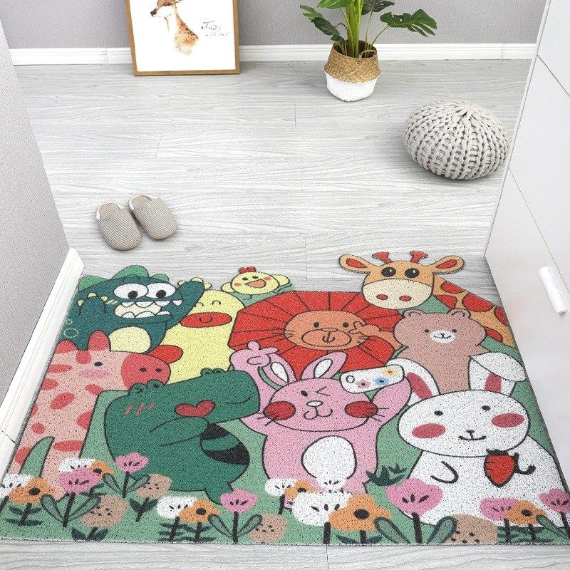 卡通动物玄关门垫可爱丝圈家用耐脏pvc地毯门厅地垫水洗可裁剪,居家布艺,地毯,淘宝优惠券,粉丝福利购,淘宝优惠卷