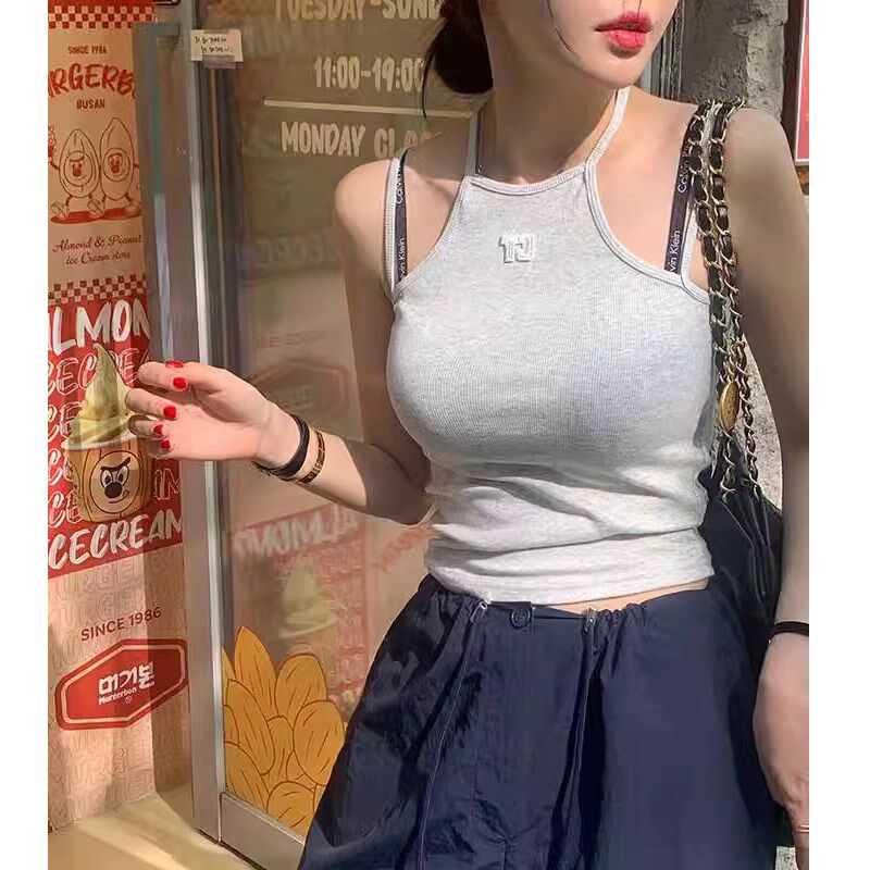 露肩锁骨心机挂脖吊带小背心女外穿夏季修身显瘦辣妹内搭无袖上衣