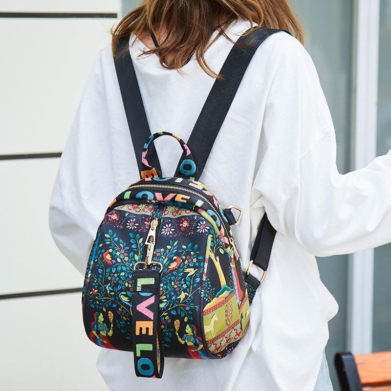 双肩背包女小包牛津布女士背包双肩2023新款可单肩多用尼龙包小巧