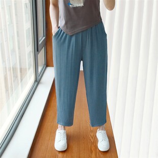 裤 垂感直筒加肥加大女裤 子冰丝九分凉凉裤 胖妹妹薄款 夏季 胖mm大码