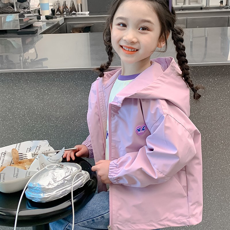 女童外套秋冬2024新款二棉冲锋衣时髦洋气二棉初秋薄款上衣冲锋衣