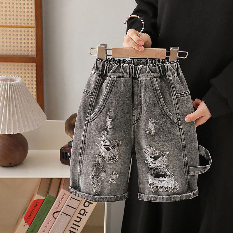 男童夏装破洞牛仔短裤2025新款儿童中小童薄款五分裤宝宝夏季裤子