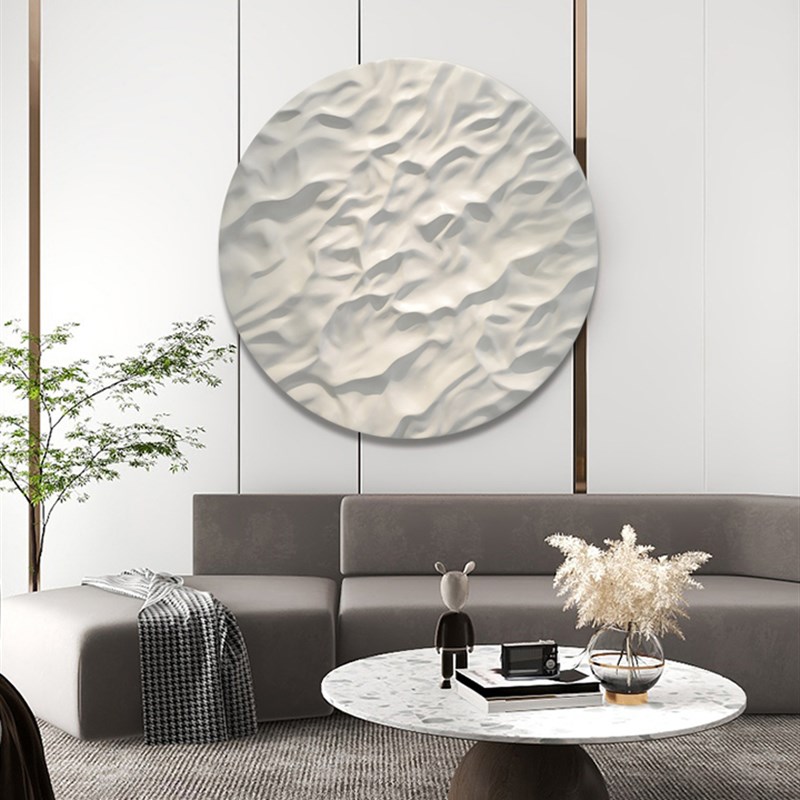 现代轻奢客厅装饰画圆形装置木雕画立体样板房壁饰餐厅挂画实物画