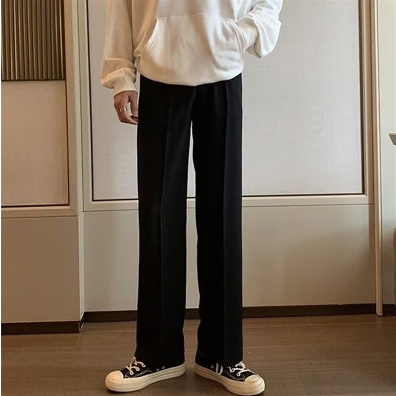 百搭高级感垂感休闲 西裤男直筒宽松港风坠感韩版阔腿西装裤