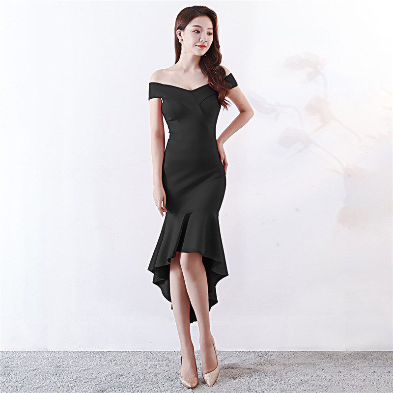 高级感轻奢敬酒服连衣裙女小个子鱼尾中长款一字肩晚礼服平时可穿