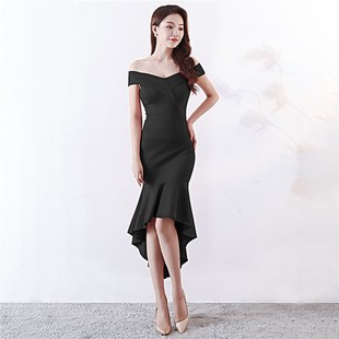 高级感轻奢敬酒服连衣裙女小个子鱼尾中长款一字肩晚礼服平时可穿