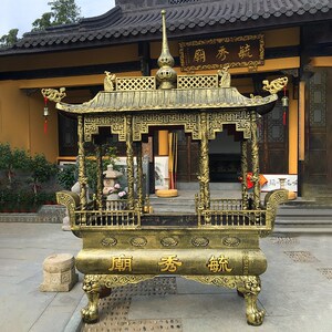 户外铸铁香炉四八龙柱带盖顶宗祠堂供奉插香生铁大型长方48烧香炉