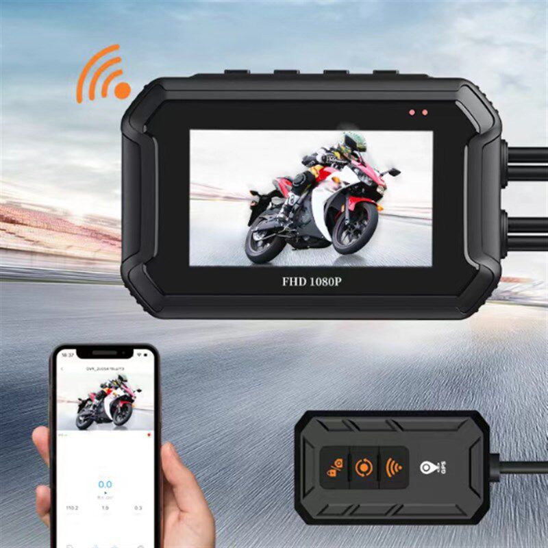 摩托车电动车行车记录仪3寸屏WIFI手E机查看前后1080P防水专业耐