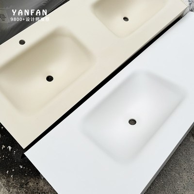 定制岩板热弯一体盆浴室柜台面卫生间挂墙式洗手池洗脸盆洗漱台