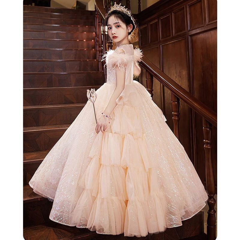 公主裙女童礼服轻奢小众高端花童婚礼小女孩生日连衣裙儿童演出服