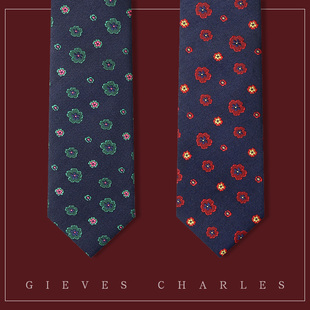 真丝领带 手打领带玫瑰系列男士 CHARLES领带男高端商务正装 GIEVES