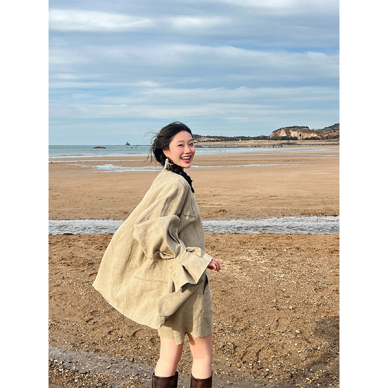 新品Turn right/陳大腿 高级感美拉德休闲百搭西服外套女宽松百搭