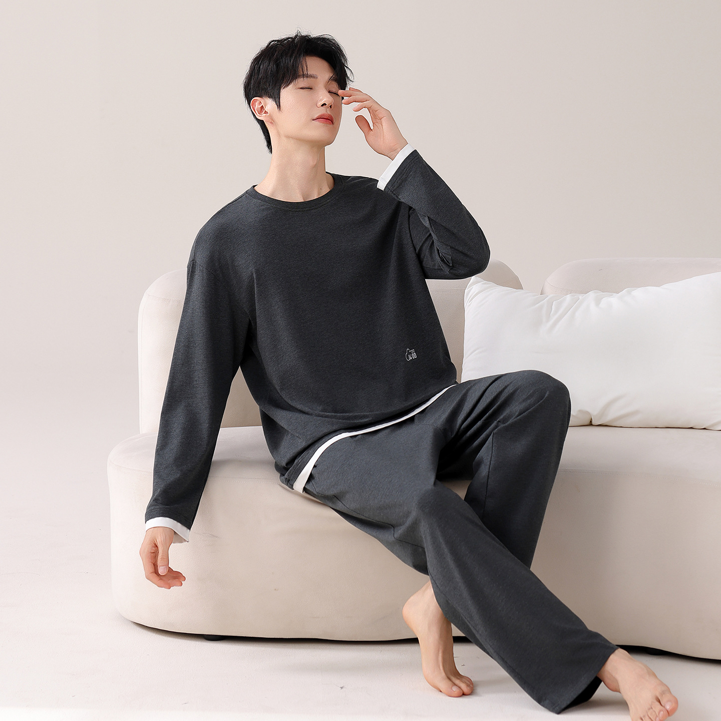 日本品质莫代尔男士高级感长袖睡衣春秋季2025新款宽松大码男款家