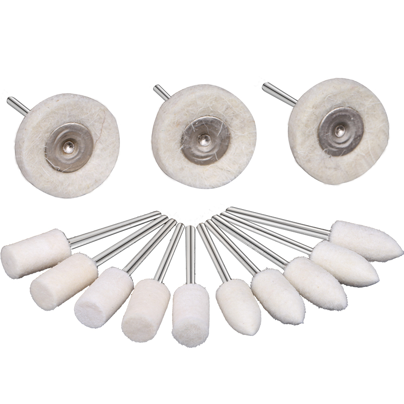 羊毛打磨头毛毡轮抛光轮研磨膏金属玉器模具镜面精细抛光2.35mm柄